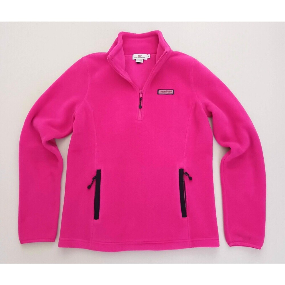 Vineyard Vines Hot Pink 1/4 Zip Fleece Pullover Zip Pockets Sz XS
